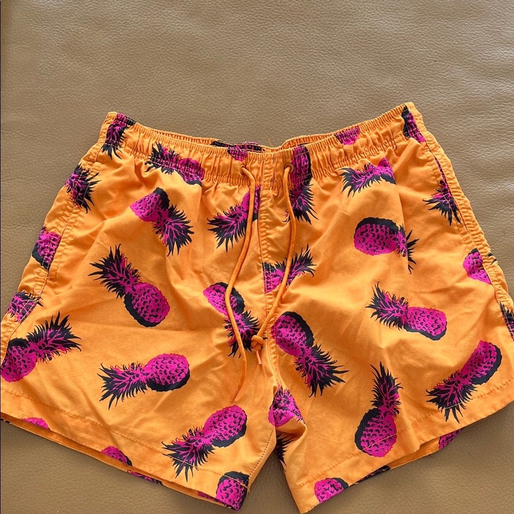 H&M Orange Pineapple Print Men's Swim trunks